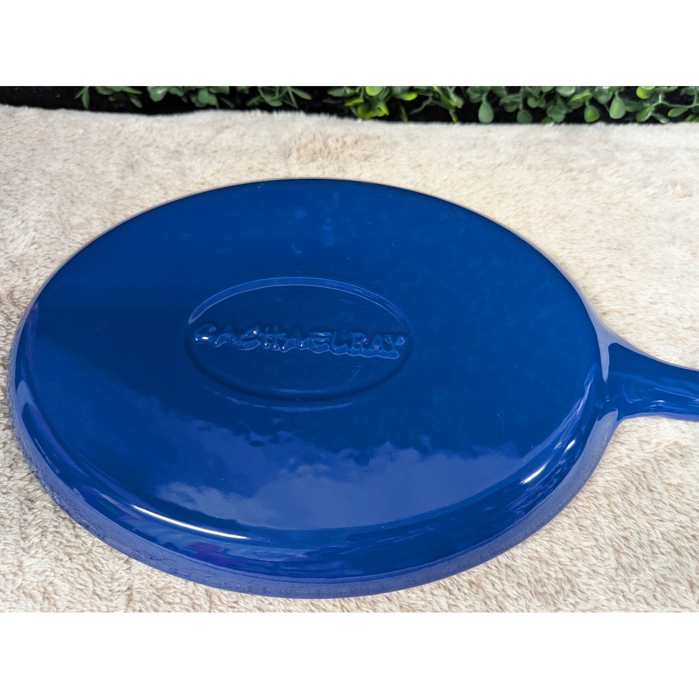 Rachael Ray Blue Enameled Cast Iron Oval Griddle Pan Skillet Helper Handle - Picture 4 of 8